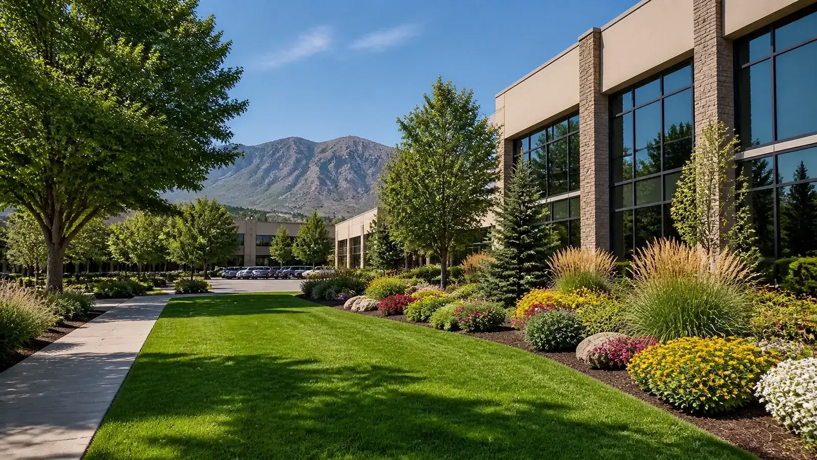 Commercial landscaping and grounds maintenance at a Utah office or multifamily property