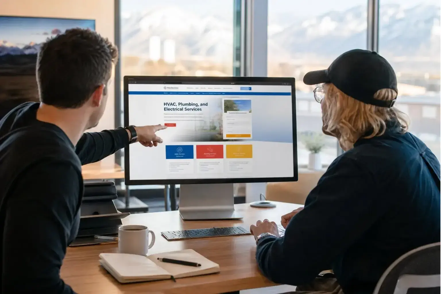 Designers working on a client website